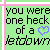 A 3x3 contact sheet of animated frames showing a green background with black text "you were one heck of a jetdown" and changing heart symbols in blue or pink, some letters partially white.