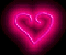 A static pixelated heart shape formed by glowing pink and magenta squares on a black background.