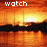 Animated sequence showing a sunset over water with text overlays reading 'watch the night sky fading red' in pixelated font.