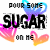 nine identical pixelated icons featuring 'POUR SOME SUGAR ON ME' text with gradient hearts and a blue swirl, one empty