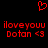 Red pixelated text and symbols on black background: 'iloveyouu', 'Dotan <3', and a heart symbol, with two identical side-by-side layouts.