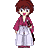 Pixel art contact sheet showing 11 frames of a female character in traditional Japanese attire with red hair and pink top, holding a sword-like object across multiple poses.