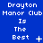 Blue background with white pixelated text repeating 'Drayton Manor Club Is The Best' across three , each showing distinct animation changes to the final punctuation