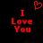 Red pixelated text "I Love You" with a red heart symbol above the left side on black background.