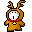 Two pixel-art characters in brown reindeer costumes with red collars and yellow bells, standing side-by-side against a gray background.
