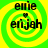 Four identical circular icons with green and yellow spiral backgrounds, each containing black text 'emie' above a small heart symbol and 'enijah' below it.