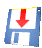 Blue and white floppy disk icon with red downward arrow on white label, shown in multiple angled views including front, side, and rotated perspectives.
