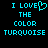 Pixelated turquoise text on black background with heart symbol replacing 'O' in LOVE, two identical side-by-side versions of the phrase.