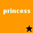 Four display the word 'princess' in white pixelated text on orange, brown, black, and brown backgrounds with a black star and orange star icon