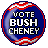 A 48x48 pixel animated contact sheet showing two frames of a political campaign icon with patriotic colors and text, alongside a green background with "OriginalIcons.com" branding.