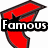 Four red stylized 'F' shapes with black outlines, each containing a star and text: Famous, Stars, And, Shaps arranged in two