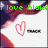 Pixelated image with green text reading "i love blakwave track 8" and "i love him 4", red heart outline, black rectangular block on white background.