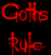 Red pixelated text on black background reads 'Goths Rule' with stylized lettering and no visible animation.