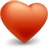 A pixelated heart icon with gradient red-orange coloring and a soft shadow on white background.