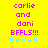 Yellow background with pink text reading 'carlie and doni BFFLS!!!' and five light blue and green star-like symbols below.