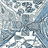 Pixelated static image with abstract blue and white patterns resembling fragmented shapes and light reflections.