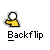 Animated contact sheet of 18 frames showing a yellow stick figure performing a backflip motion with white circular head and hand details on gray background.