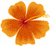 A static pixelated flower with five orange petals and a dark red center on white background.