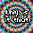 Pixelated text overlays a rainbow spiral background with three distinct textual segments arranged vertically.