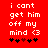 Red background with white pixelated text reading 'i cant get him off my mind <3' and five black heart symbols below, one of which is red in the second frame.