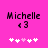 Pixelated text 'Michelle' and '<3' above five white-and-pink heart icons on a solid pink background, with two distinct animation states showing different heart color patterns.