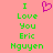 Pixelated text 'I Love You Eric Nguyen' in green with a purple heart symbol above on pink background.
