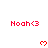 Red text 'Noah<3' and pixelated hearts on white background with gray corner overlay.