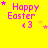 Yellow background with pink 'Happy Easter' text and heart symbol, surrounded by animated star positions changing across frames.