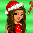 Pixel art image of a woman in a Santa hat with candy canes and text "SANTA LEFT ME UNDER THE TREE" on a green striped background.