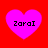 Four identical pink hearts on a red background, each containing the text 'ZaraI' in black pixelated font.