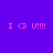 Purple background with green rectangular blocks and repeated pink text 'I <3 U!!!!' in pixelated font.