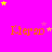 Bright pink background with repeated orange text 'Kierad' and scattered yellow/pink stars; gray rectangle in bottom-right corner.