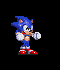 Blue anthropomorphic hedgehog with red shoes and white gloves stands in various poses against black background.