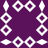 White pixelated geometric shapes arranged in a symmetrical border on a solid purple background, featuring diamond and square forms with hollow centers.
