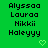 Green background with black pixelated text listing names and two light green heart symbols at the bottom.