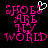 Pixelated pink text 'SHOES ARE MY WORLD' on black background with white heart cursor above 'SHOES' in first frame, absent in second frame.