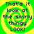 Four identical pixelated display a green and yellow spiral background with black text reading "That's it look at the swirly thingy LOOK!" in each