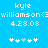 Pixelated blue background with white text and symbols arranged in two identical vertical