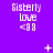 Purple background with repeated 'Sisterly love <38' text and small white symbols changing across frames.