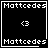 Four identical black square with white borders display "Mattcedes" text and a heart symbol, with one showing a heart cursor animation