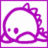 A purple-outlined cartoon dinosaur with spikes on its back, lying down with closed eyes and a small mouth, surrounded by purple text phrases.
