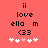Red background with black text and white/pink hearts; two identical static frames show 'ii love ella m <33' above five heart icons.