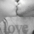 Four grayscale show a couple kissing, tattooed arms with 'LOVE' text, hands holding, and handwritten 'i love you' on wood