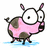Pixelated cartoon pig with pink and brown patches stands on blue water, next to text reading THIS IS MY RARE ASIAN PINK PIG.
