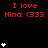Red text 'I love Nina <333' repeats across black background with white heart stacks in varying counts and positions.