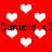Red background with white heart shapes and repeated black text reading "Danielle <3 Danielle" in pixelated font.