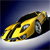 Pixelated yellow and black vehicle with silver wheels on a gradient background, angled left to right.