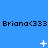 Blue background with repeated "Briana<333" text and white pixelated symbols changing across three