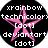 A circular black icon with a pink star at center, displaying text elements including 'xrainbow', 'technicolor', 'deviantart', and '3833' in white pixelated font.