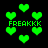 Green pixelated hearts and text on a black background with visible motion blur effects.